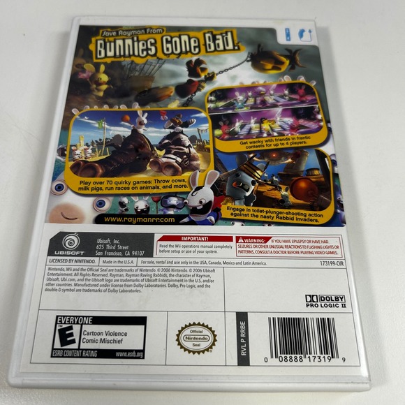 Rayman Raving Rabbids Nintendo Wii Game Ubisoft CIB Complete with Manual - Picture 2 of 5